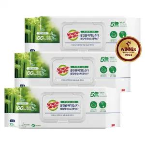 3M 올인원 베이킹소다 물걸레청소포 플러스 대형 25매,3개 스카치브라이트