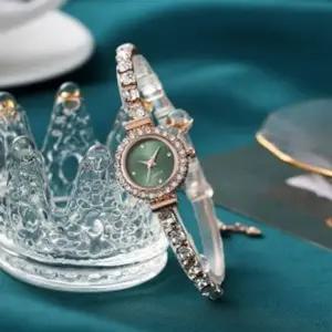 오로라벨 슬라이드 여성 손목시계(그린)메탈시계-WFHGBJ3