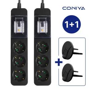 2개세트 코니야 국산 멀티탭 고용량 4000W 과부하차단 누전차단 3구 2.5M 블랙