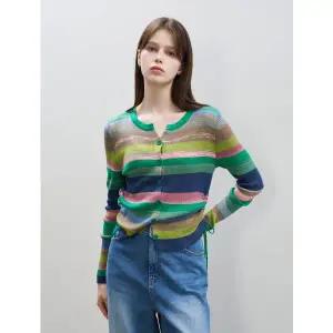 [BNX]멀티 스트라이프 옆 스트링 가디건 (BX3CD034L0)