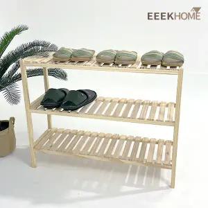 이크홈 순수 원목 3단 다용도 수납선반장 800 협탁테이블