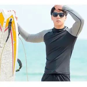 남자 래쉬가드 워터파크 물놀이 수영복 블랙 상의 BG
