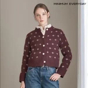 [롯데백화점]미니멈 [미니멈 에브리데이]패턴 도트 자수 버튼업 울 니트 가디건 (EB4CK062D)