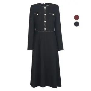 [하프클럽/비비드시크릿가너]여성 트리밍 디테일 겨울 정장 원피스