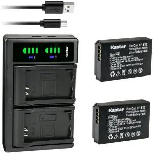 캐논 LP-E12 LC-E12 EOS 100D M 시리즈 카메라용 카스타 2팩 배터리 및 LTD2 USB 충전기 교체