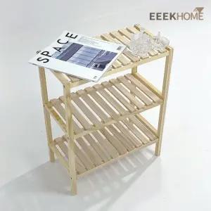 내추럴 원목 수납선반 3단 500 / 감성 우드 인테리어 다용도 선반장 이크홈