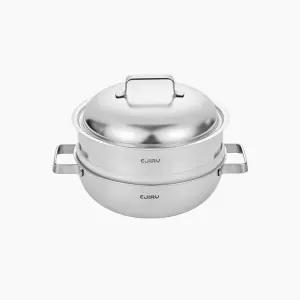 [에지리] 제노 무연마제 통5중 스텐316 국내산 파티웍 24cm + 스티머