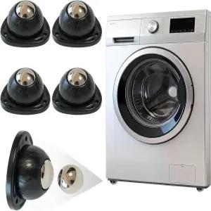 블랙 스테인리스 스틸 자가 접착 캐스터 휠 - 4팩 로우 프로파일 회전 볼 휠당 28LBS 적재 용량 가구용