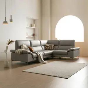 [가죽클리너 증정][다우닝] 아지오 5인 코너 전체 천연 면피가죽 소파+스툴