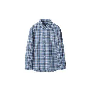 [커스텀멜로우](강남점) 블루 2컬러 디테일 사이드 슬릿 셔츠 (체크) CWSAM25203BUX