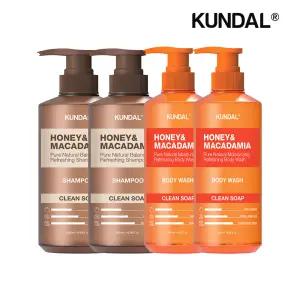 [쿤달]쿤달 네이처 샴푸 클린솝 500ml x2개+바디워시 클린솝 500ml x2개