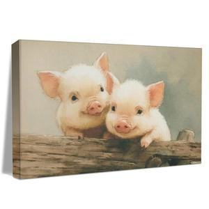침실 거실 주방 복도 욕실과 기숙사 8x10인치를 장식 울타리 위의 귀여운 돼지 그림 액자 인테리어 캔버스 아트