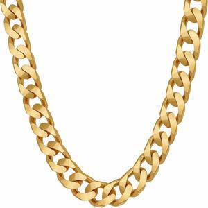 평생 보석 8mm 쿠바 커브 링크 체인 목걸이 여성 남성 24k 골드 도금