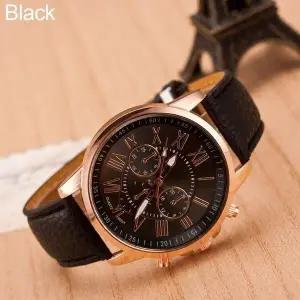 검은색 로마 숫자 가죽 손목 시계 커플 남성 여성 시계 watch 초 중 고등 학생 인기 제네바 단체 주문