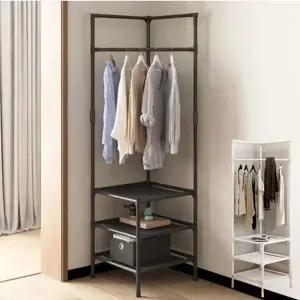 스탠드 코너식 옷걸이 수납 철제 행거 헹거 선반 옷장 (KYR-WC109D4)