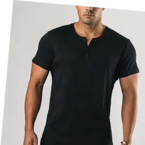 남자 하프 헨리넥 밑단 라운드 포인트 긴팔 티셔츠