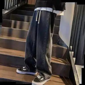 남성기모와이드팬츠 보온성을 높인 기모 안감 남성 밴딩 와이드 데님팬츠