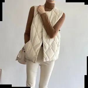 누빔 경량 패딩 조끼 베스트 데일리룩 멀티룩