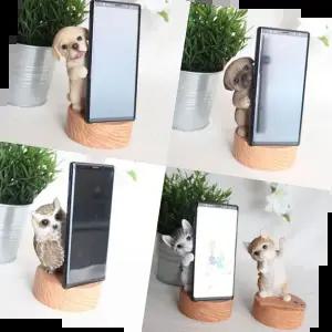 불독장식품 아기동물핸드폰거치대 강아지 고양이 부엉이 장식품