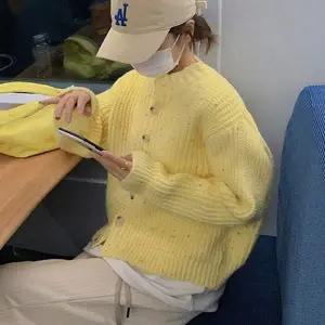 여성 KV55LH77 3컬러 봄 가을 두툼 포근 캐주얼 단추 가디건