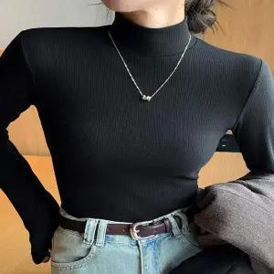 여성 XP04ZC32 4컬러 깔끔한 골지 기본 반목티셔츠 경루 이너티