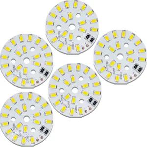 LEDGUHON 5Pcs 10W 고출력 LED 칩 원형 알루미늄 PCB 기판 히트 싱크 20램프 비드 초밝은 SMD COB (3000K