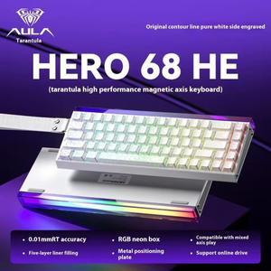 AULA HERO 68HE 자기 스위치 게임용 키보드 RT0.01 E-스포츠 RGB 유선 기계식 인체 공학적 액세서리 사용자