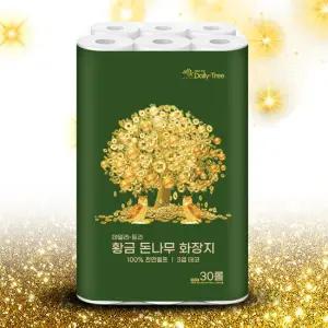 쓸수록 부자되는 데일리트리 황금돈나무 3겹 화장지/휴지/두루마리 30롤 1팩