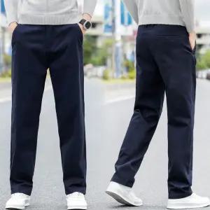 팬츠 면 캐주얼 와이드 무지 봄가을 빅사이즈 스판 남자면바지 일자팬츠 ible1