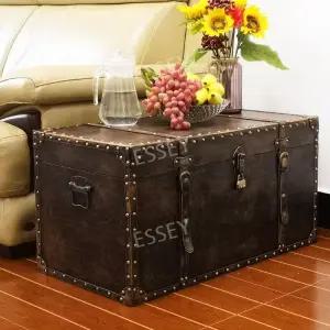 빈티지 북유럽 박스 잠금장치 보석함 수납 리빙박스 사각 레트로 대형 보관함