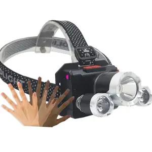 센서 헤드 랜턴 충전식 강력 캠핑 led 헤드 랜턴 야간 등산 낚시 3구 휴대용 작업등 등산용 캠핑용 낚시용