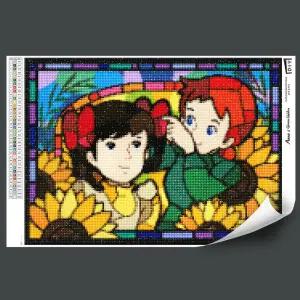 DIY 보석십자수 빨강머리앤 해바라기 우정 38X52앤 앤십자수 빨간앤퍼즐 비즈 공예세트 벽걸이 액자 큐브아