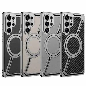 갤럭시 s26 울트라 마그네틱 슬림 맥세이프 그립 카본 블랙 가죽 하드 케이스