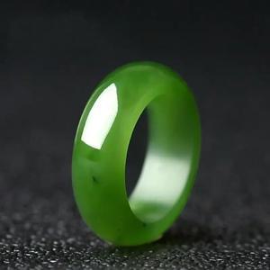 진짜 천연 허톈 옥 네프라이트 반지 남녀 치유 보석 고급 보석 A급 녹색 옥 반지 행운의 부적