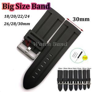 30mm 28mm 26mm 24mm 고무 시계 스트랩 18mm 20mm 22mm 소프트 스포츠 남성용 방수 밴드 팔찌 실리콘 손목 다이빙 벨트