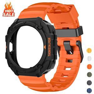 삼성 갤럭시 워치 8 울트라 2025/7 47mm용 아머 케이스+실리콘 스트랩 밴드 시계줄 스포츠 실리콘 마린 케이스