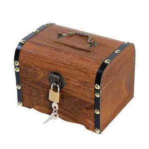 엔틱 현금박스 나무 자물쇠 지폐 저금통 금고 돈상자 카드 선물 빈티지 장식