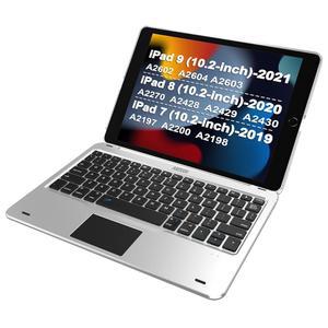 트랙 패드가 있는 Arteck iPad 9세대 10.2인치 2021 키보드 케이스, 폴리오 풀 프로텍션 케이스가 블루투스 키보드, 130도 회전이 가능한 Apple 9, 8, 7용 터치 패드