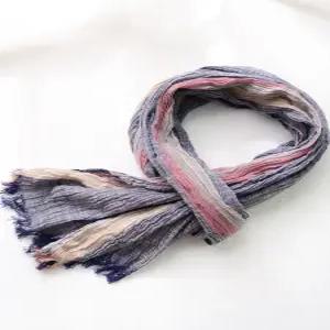 남성 면린넨 스카프 스트라이프 컬러블록 봄가을 간절기 얇은 캐주얼 머플러