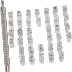 아티스트를 위한 가죽 각인 및 카드 제작을 DIY 공예용 오살라디 알파벳 번호 스탬핑 키트 36피스 합금