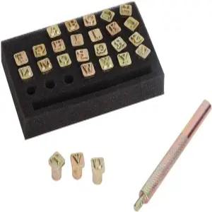 가죽 스탬핑 도구 6mm 대문자 알파벳 스탬프 세트 DIY 공예 재킷 가방 벨트용 전문 금속 글자 인체공학적