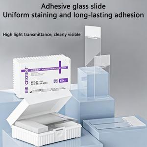 50개 유리 실험실 커버슬립 188105W 초투명 접착식 슬라이드 양전하 처리된 과학용 프린팅 가능