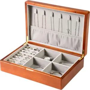 EURIELK 여성용 나무 보석함 중간 크기 실제 천연 원목 앤티크 정리함 (귀걸이 수납 반지 칸 목걸이 걸이