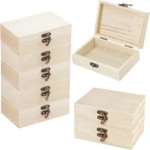 익손요 10팩 5.83 x 3.86 1.88 인치 작은 직사각형 나무 상자 미완성 DIY 프로젝트 및 보관에 완벽합니다.