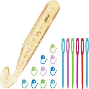 메이부스 25mm 대형 크로셰 후크 실 바늘 10개의 스티치 마커와 6개의 빅 바늘이 있는 초대형 플라스틱