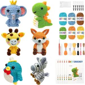 초보자를 위한 아소페치 6Pcs 크로셰 키트 성인과 를 DIY 공예품 애호가를 그레이트 기프 단계별 비디오가