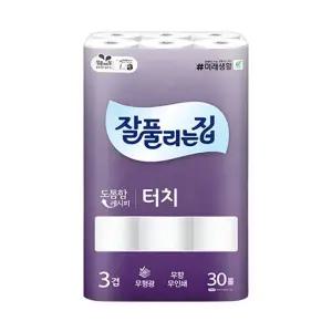 잘풀리는집 터치 3겹 롤 화장지 30롤 두루마리 휴지