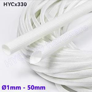 1/3/5미터 흰색 땋은 유리 섬유 슬리브 600 Deg.C 고온 화학 튜브 Ø1mm - 50mm