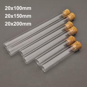 5-10-20피스 20x100mm / 투명 실험실 플랫 바닥 두꺼운 유리  튜브 (코르크 마개 포함)