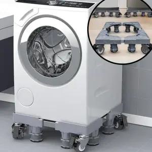 냉장고 받침대 소음방지 진동 이동식 세탁기 받침대 높이조절 바퀴 발판 선반